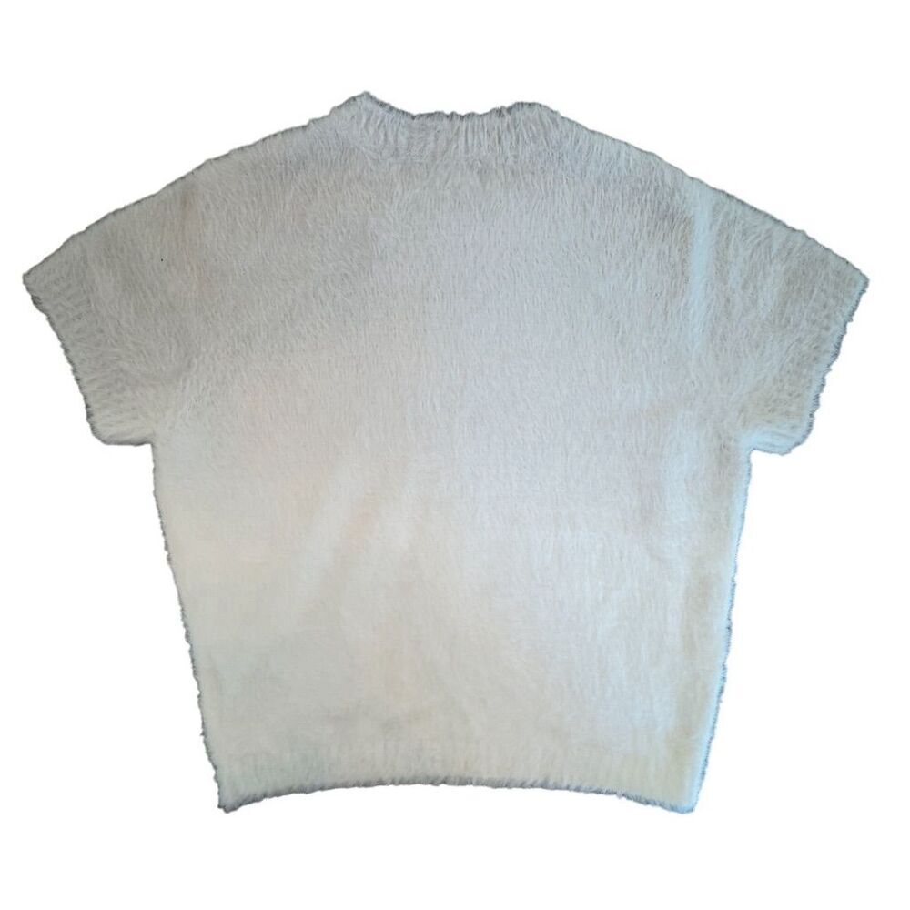 Bella Dahl Women's XS Fuzzy Short Sleeve Sweater gray to white ombré - Picture 5 of 7